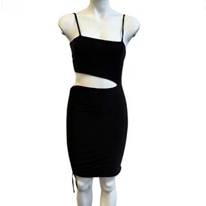 PrettyLittleThing Black Cutout Bodycon Ruched Dress